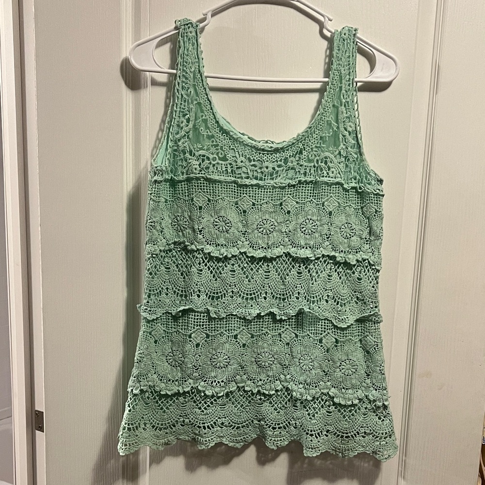 Dressbarn Mint Green Lace Tank‎ Top